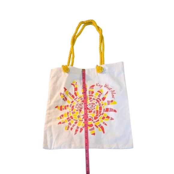 Unbranded Tote Bag Canvas Red Yellow Key West Aloe - Picture 2 of 7